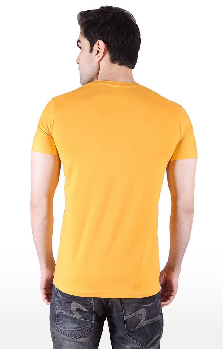 JAGURO Yellow Cotton Printed T-Shirt