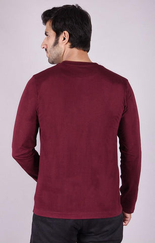 JAGURO Maroon Modern Full-Sleeves T-Shirt