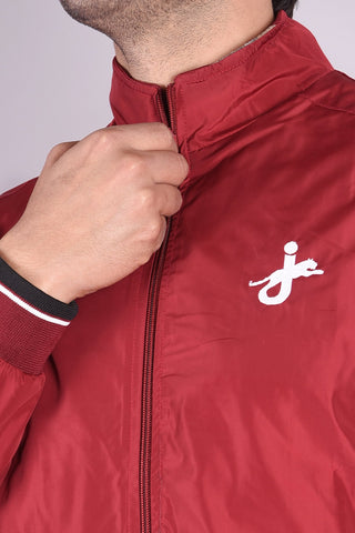 JAGURO Men's Polyester Maroon Solid Stylish Sporty Jacket