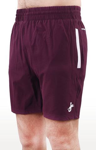 JAGURO Maroon Polyester Activewear Shorts