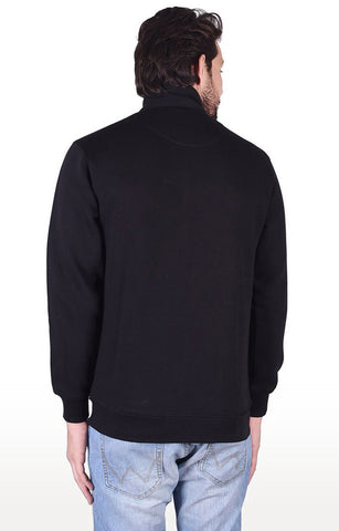 JAGURO Black Solid Front Open Sweatshirt