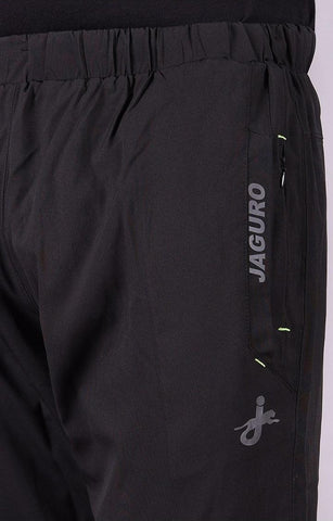 JAGURO Black Polyester Solid Sports Trackpant