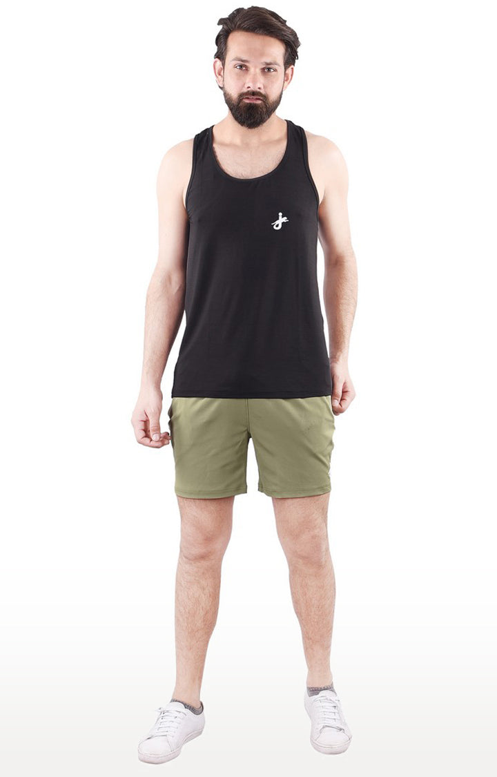 JAGURO Olive Polyester Solid Sports Shorts