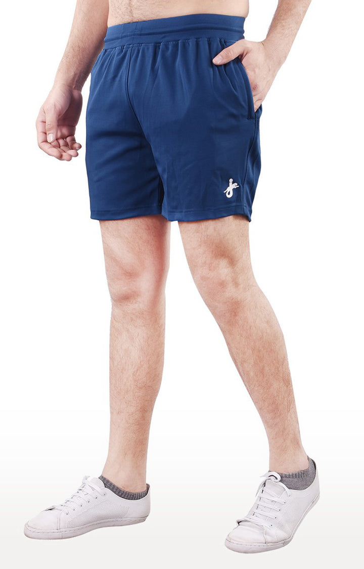 JAGURO Royal Blue Polyester Solid Sports Shorts