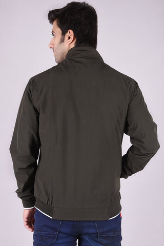 JAGURO Stylish Men's Polyester Olive Solid Jacket