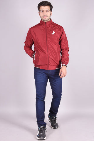 JAGURO Men's Polyester Maroon Solid Stylish Sporty Jacket