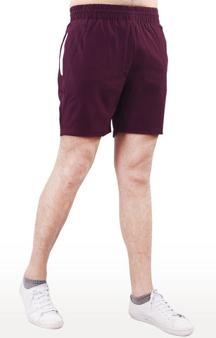 JAGURO Maroon Polyester Activewear Shorts