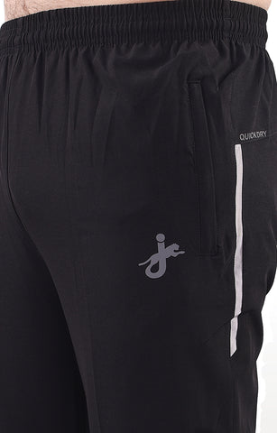 JAGURO Men's Black Polyester Solid Trackpant