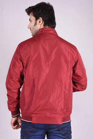 JAGURO Men's Polyester Maroon Solid Stylish Sporty Jacket