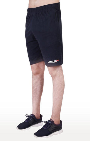 JAGURO Black Cotton Sports Shorts