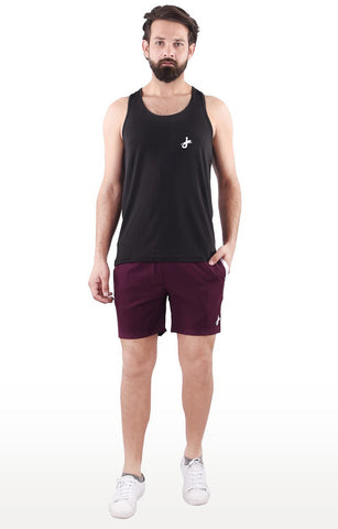 JAGURO Maroon Polyester Activewear Shorts