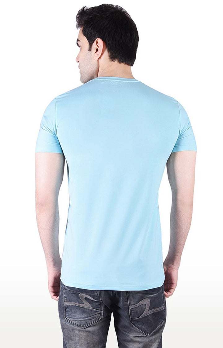 JAGURO Sky Blue Cotton Printed T-Shirt