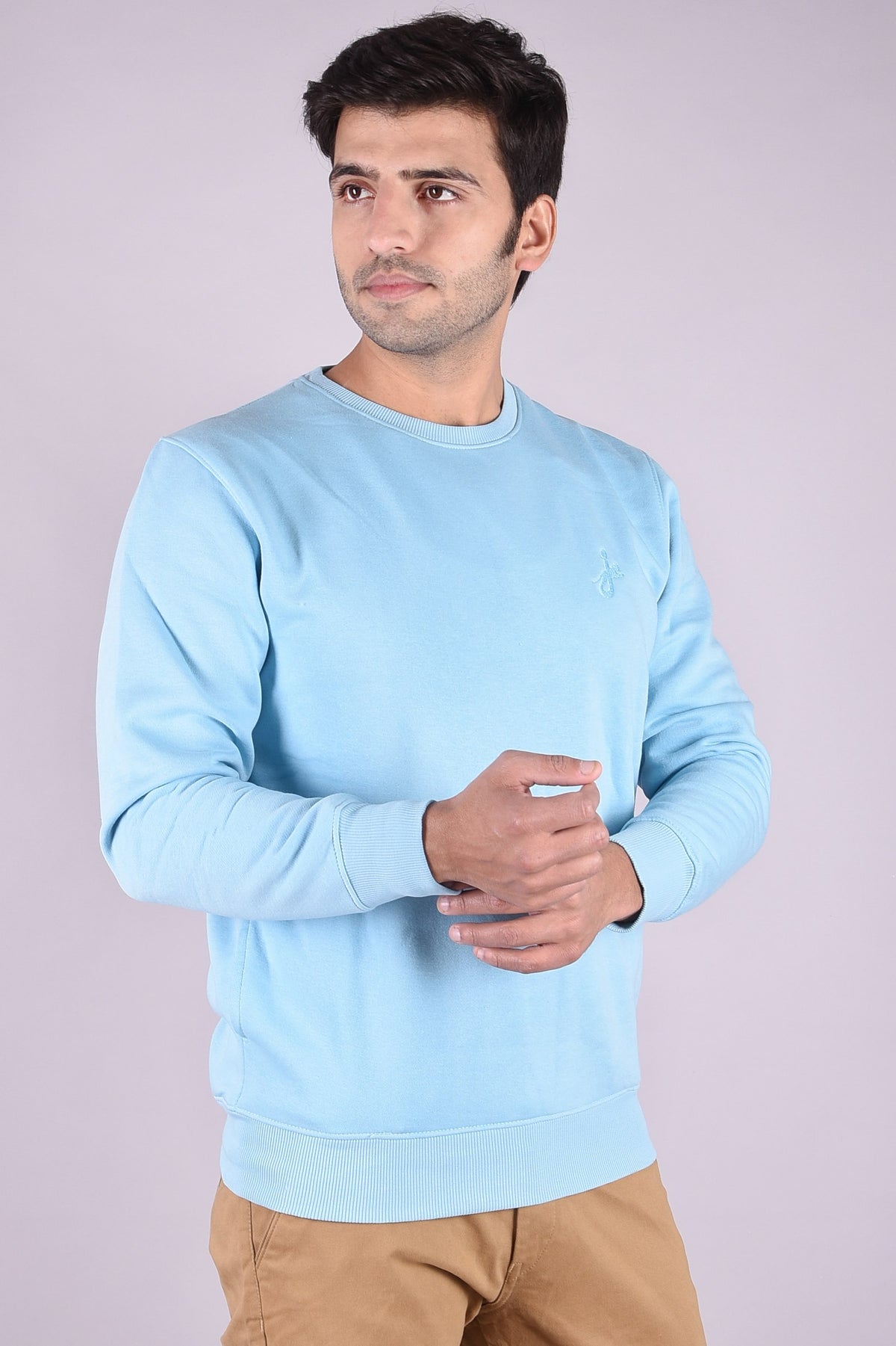 JAGURO Trendy Men's Cotton Sky Blue Sweatshirt