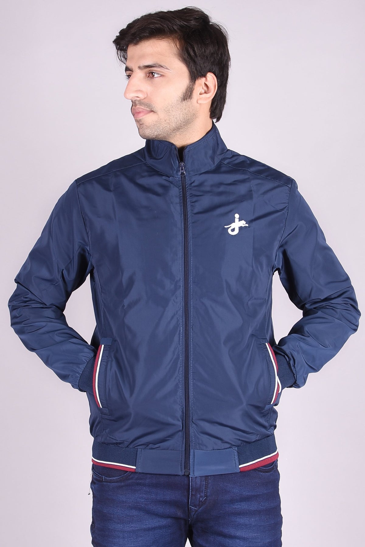 JAGURO Men's Polyester Blue Solid Stylish Sporty Jacket
