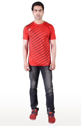 JAGURO Red Printed Sports T-Shirt