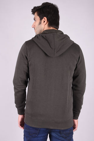 JAGURO Stylish Men's Cotton Zipper Olive Hoody Jacket