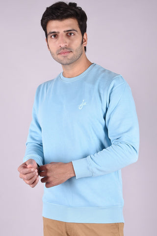 JAGURO Trendy Men's Cotton Sky Blue Sweatshirt