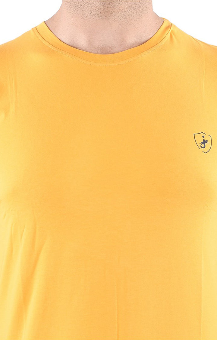 JAGURO Yellow Solid Printed T-Shirt