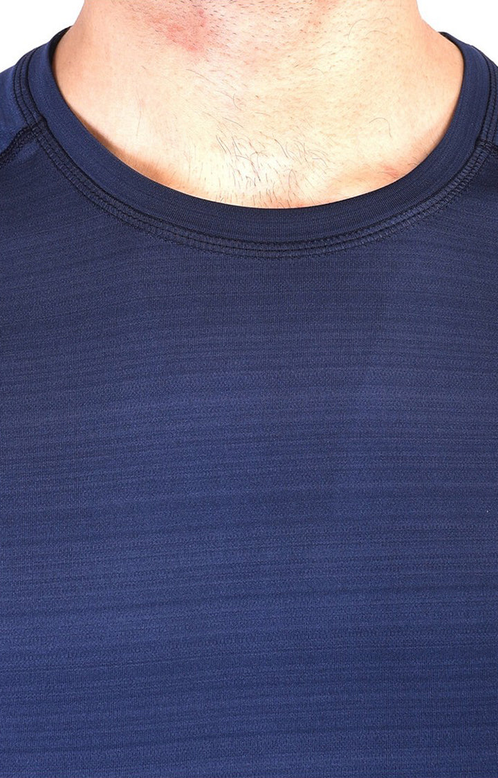 JAGURO Dark Blue Striped Sports T-Shirt