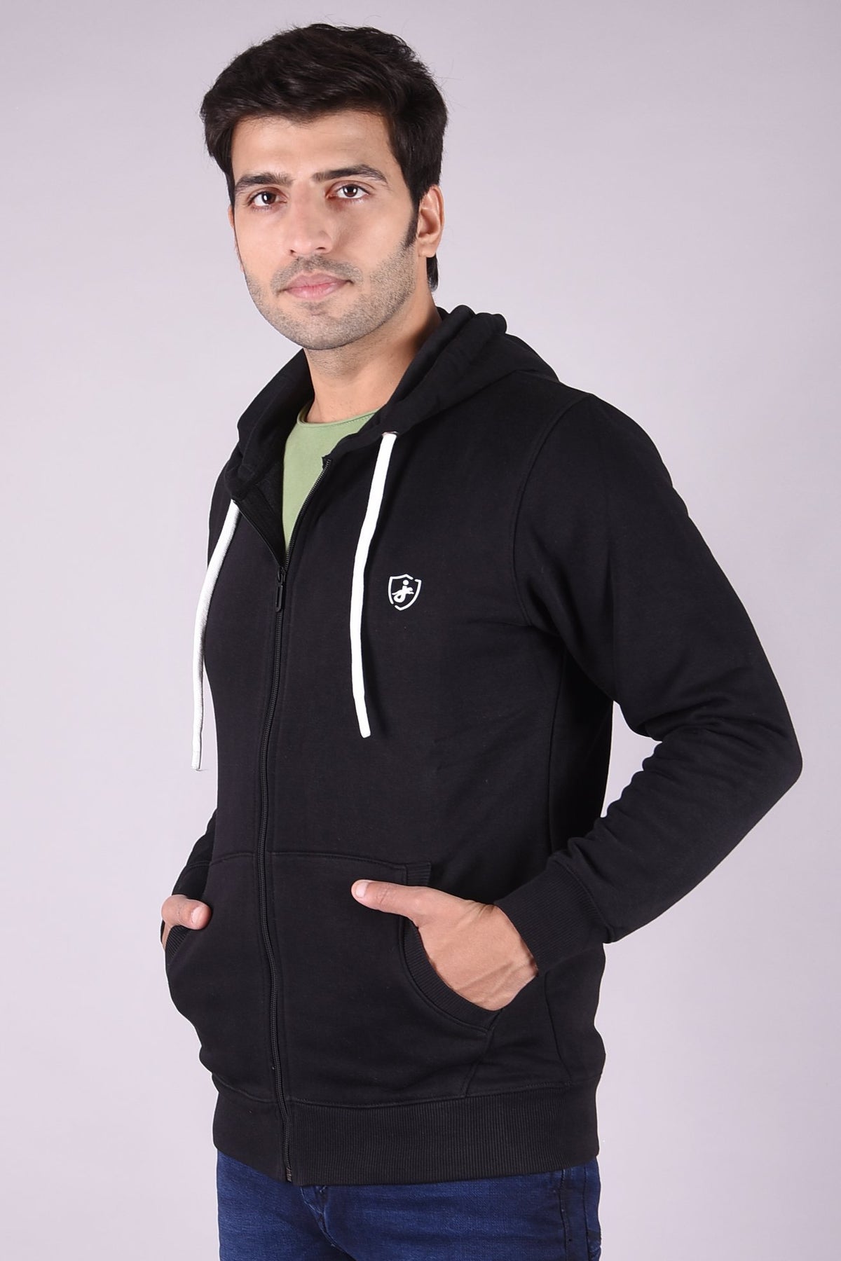 JAGURO Stylish Men's Cotton Zipper Black Hoody Jacket